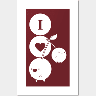 I Love Cherries (white print) Posters and Art